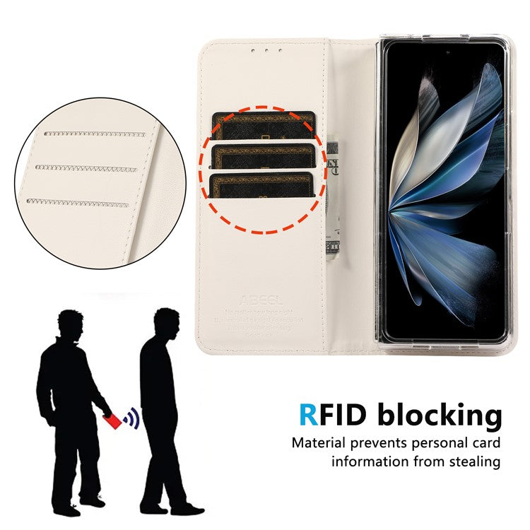 ABEEL For Google Pixel 9 Pro Fold 5G Phone Case RFID Blocking Leather Flip Cover - White