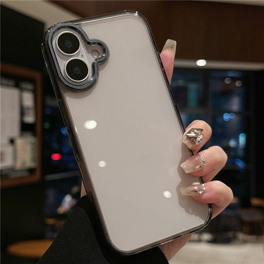 For iPhone 16 Plus Case TPU+Tempered Glass Clear Phone Cover - Transparent Grey