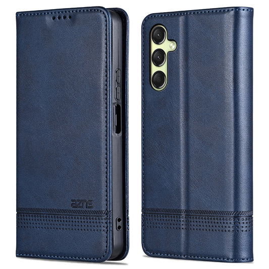 AZNS For Samsung Galaxy A16 5G / A16 4G Case Cowhide Texture PU Leather Wallet Phone Cover - Blue
