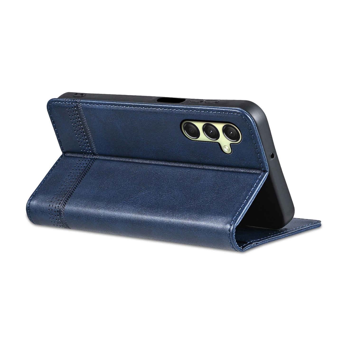 AZNS For Samsung Galaxy A16 5G / A16 4G Case Cowhide Texture PU Leather Wallet Phone Cover - Blue
