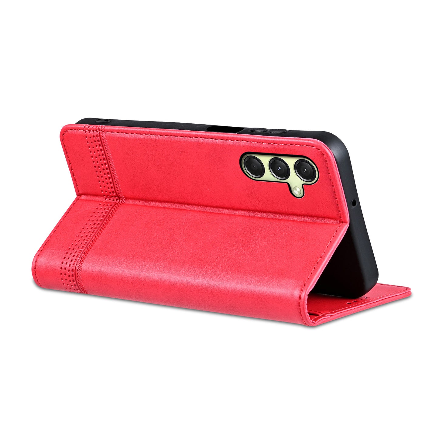 AZNS For Samsung Galaxy A16 5G / A16 4G Case Cowhide Texture PU Leather Wallet Phone Cover - Red