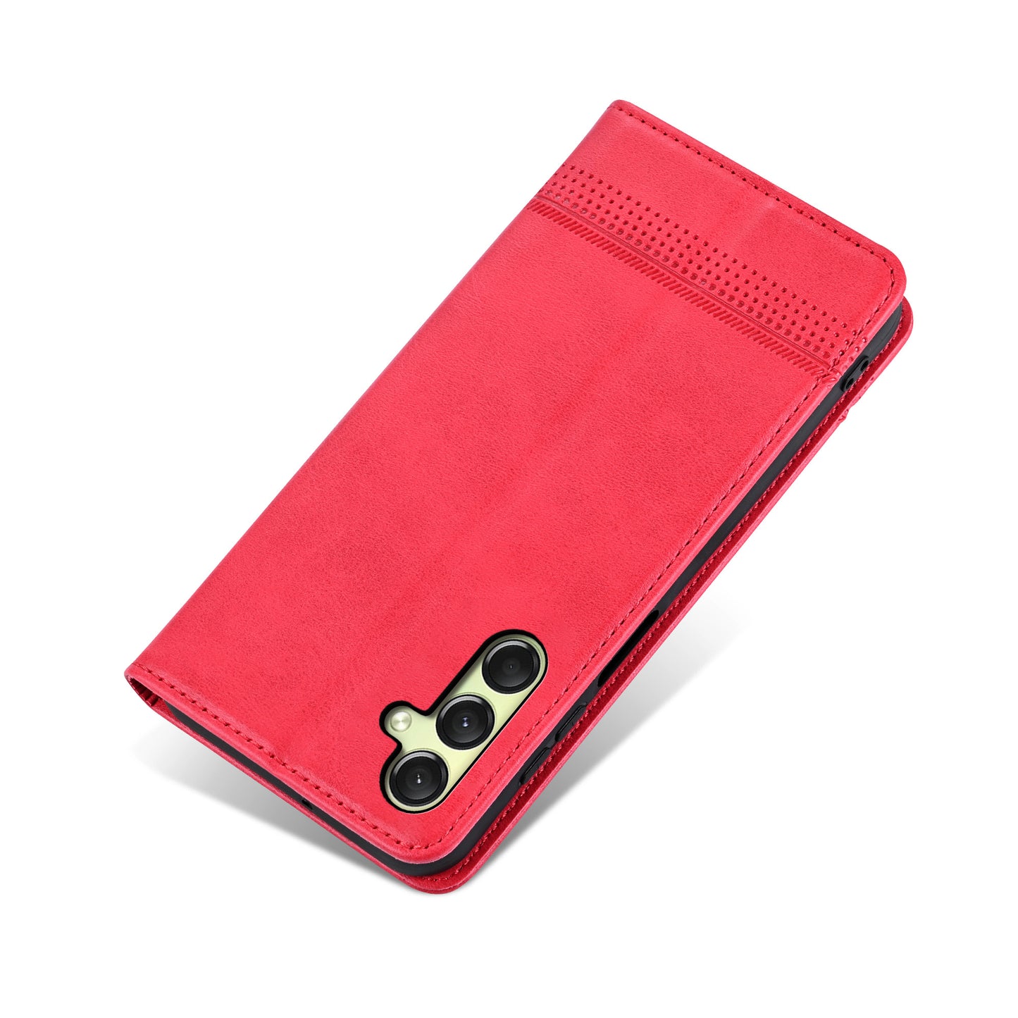 AZNS For Samsung Galaxy A16 5G / A16 4G Case Cowhide Texture PU Leather Wallet Phone Cover - Red