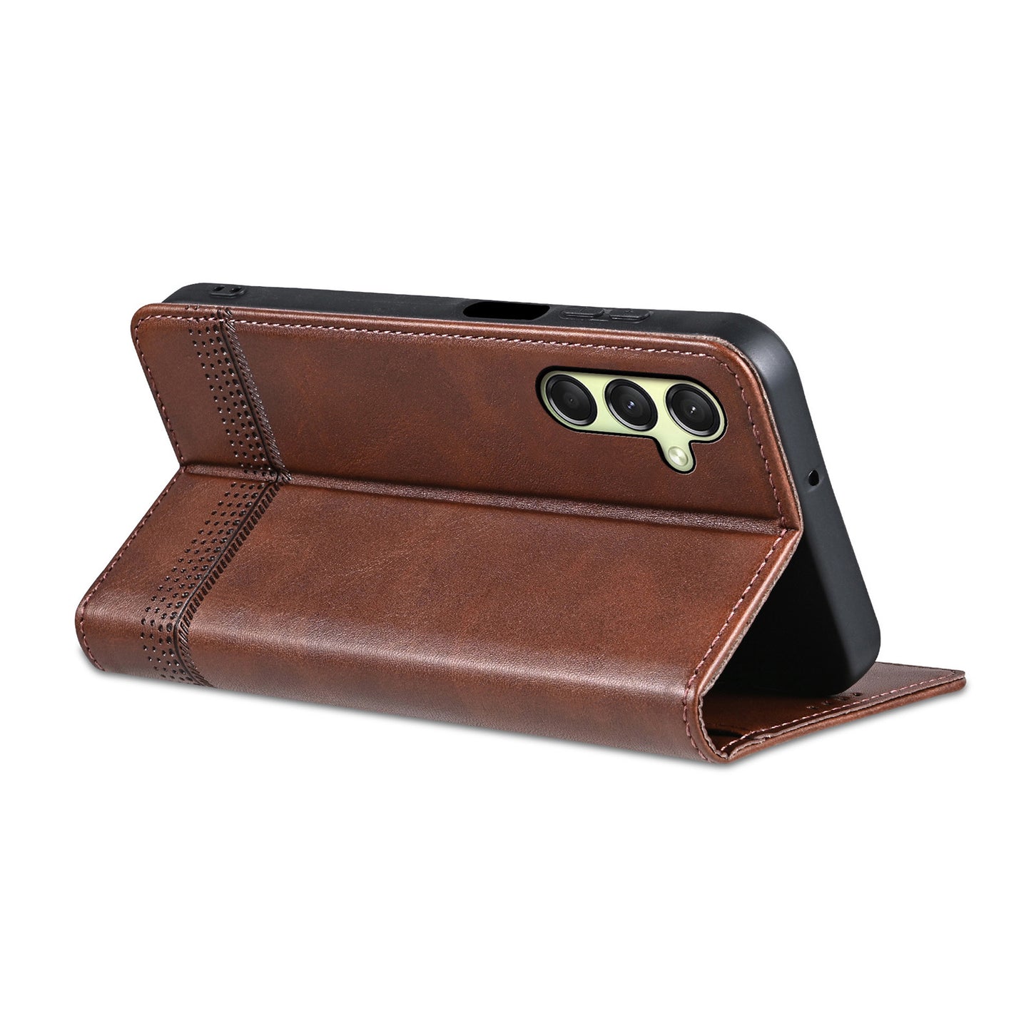 AZNS For Samsung Galaxy A16 5G / A16 4G Case Cowhide Texture PU Leather Wallet Phone Cover - Coffee