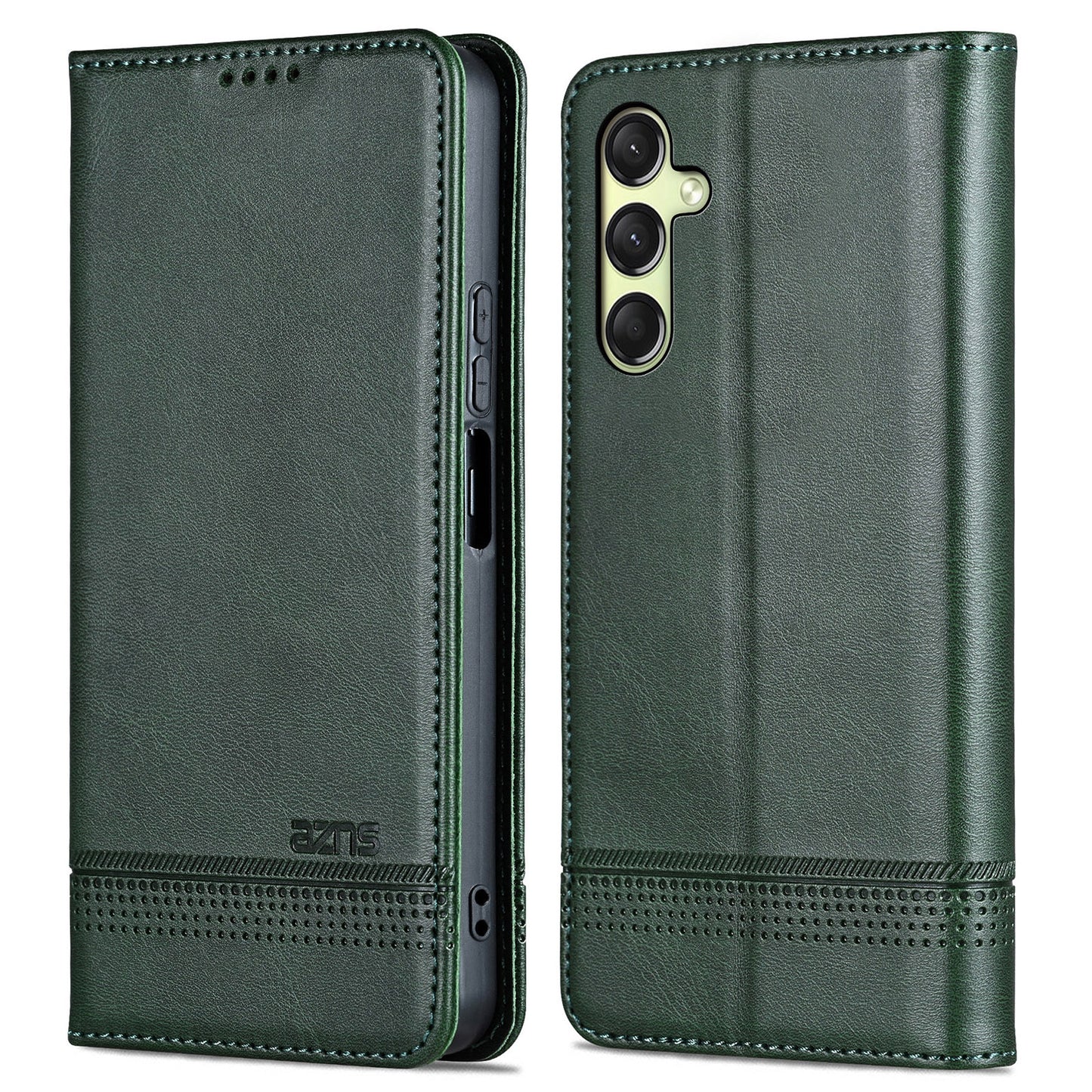 AZNS For Samsung Galaxy A16 5G / A16 4G Case Cowhide Texture PU Leather Wallet Phone Cover - Green