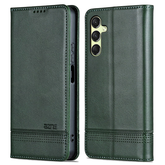 AZNS For Samsung Galaxy A16 5G / A16 4G Case Cowhide Texture PU Leather Wallet Phone Cover - Green