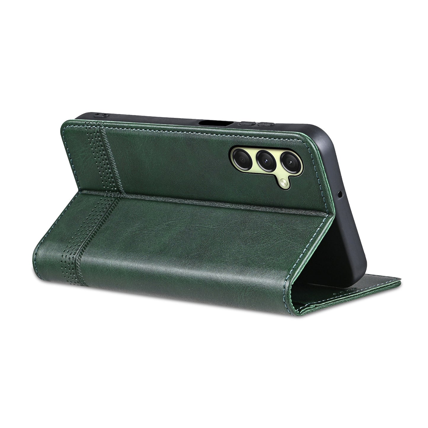 AZNS For Samsung Galaxy A16 5G / A16 4G Case Cowhide Texture PU Leather Wallet Phone Cover - Green