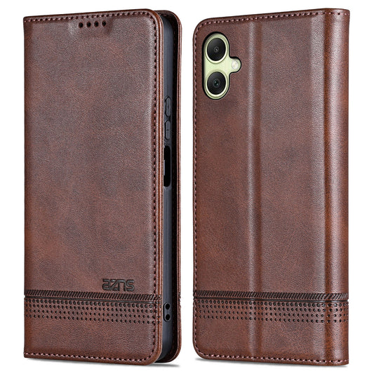 AZNS For Samsung Galaxy A06 Case Cowhide Texture PU Leather Wallet Phone Cover - Coffee