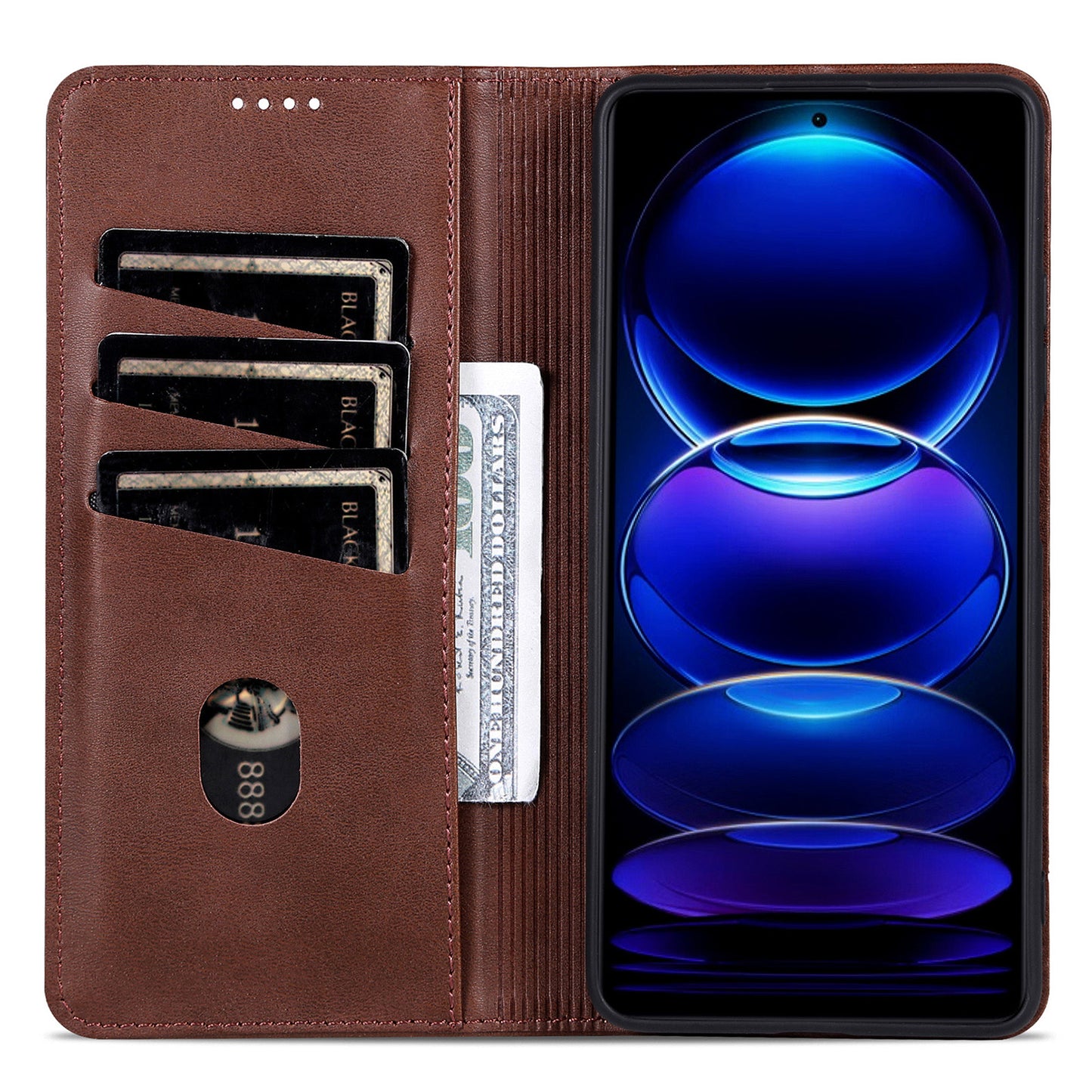 AZNS For Samsung Galaxy A06 Case Cowhide Texture PU Leather Wallet Phone Cover - Coffee