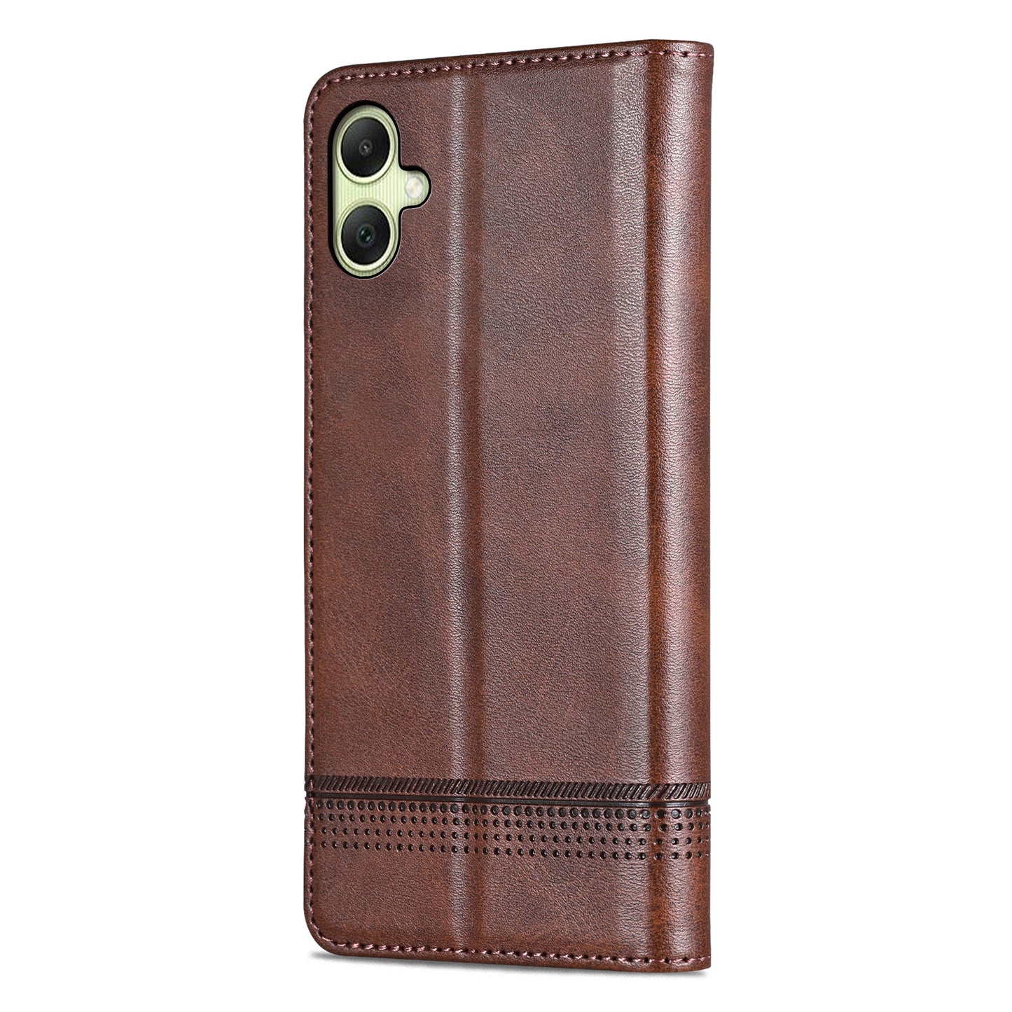 AZNS For Samsung Galaxy A06 Case Cowhide Texture PU Leather Wallet Phone Cover - Coffee