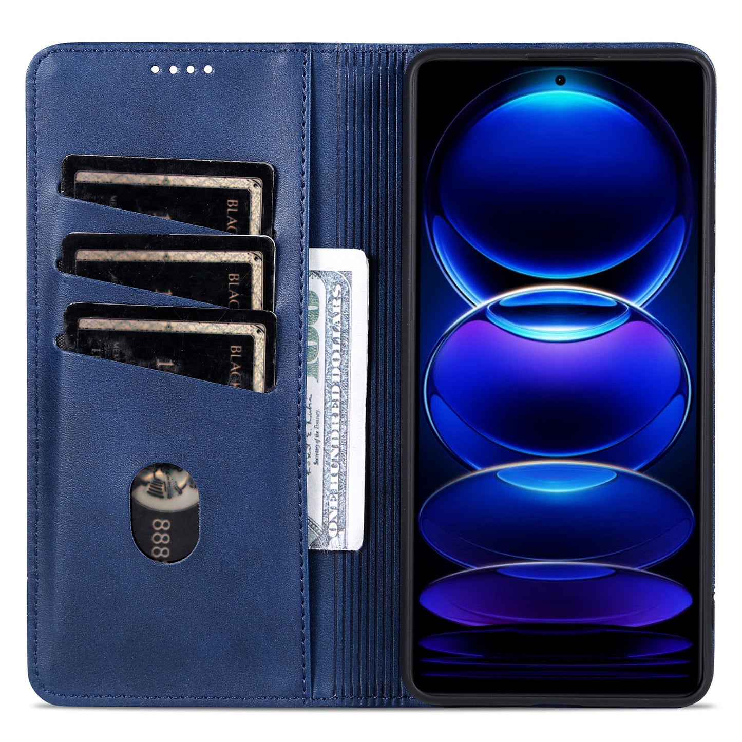 AZNS For Samsung Galaxy A06 Case Cowhide Texture PU Leather Wallet Phone Cover - Blue