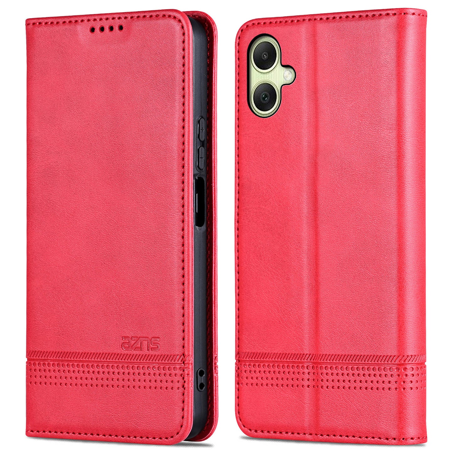 AZNS For Samsung Galaxy A06 Case Cowhide Texture PU Leather Wallet Phone Cover - Red