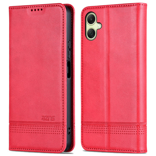 AZNS For Samsung Galaxy A06 Case Cowhide Texture PU Leather Wallet Phone Cover - Red