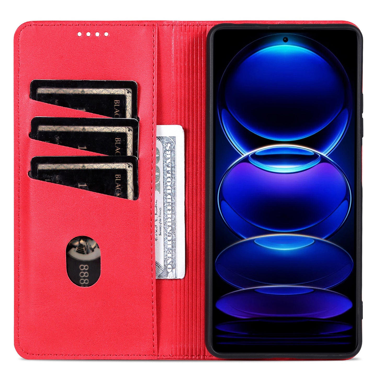 AZNS For Samsung Galaxy A06 Case Cowhide Texture PU Leather Wallet Phone Cover - Red