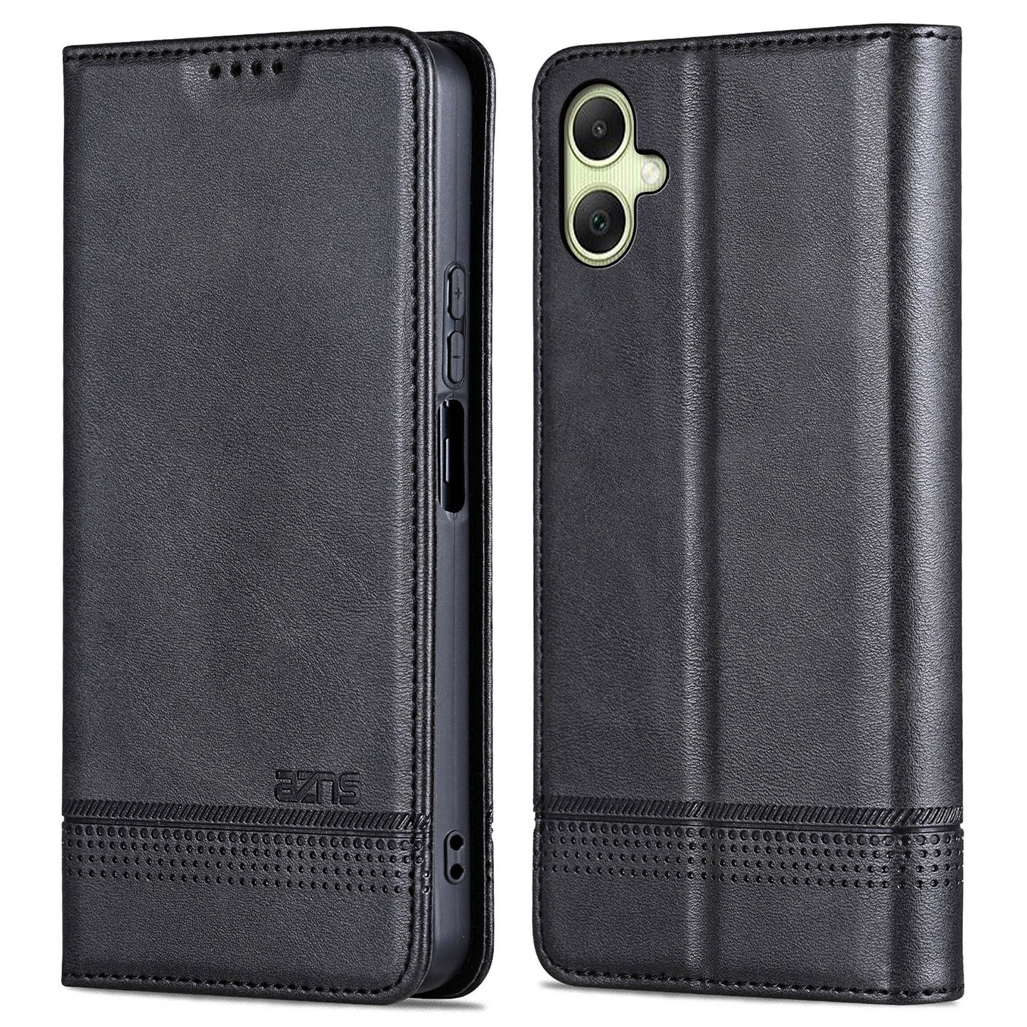AZNS For Samsung Galaxy A06 Case Cowhide Texture PU Leather Wallet Phone Cover - Black