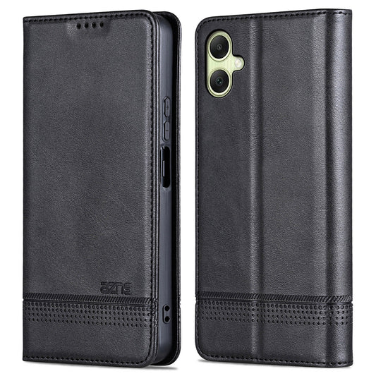 AZNS For Samsung Galaxy A06 Case Cowhide Texture PU Leather Wallet Phone Cover - Black