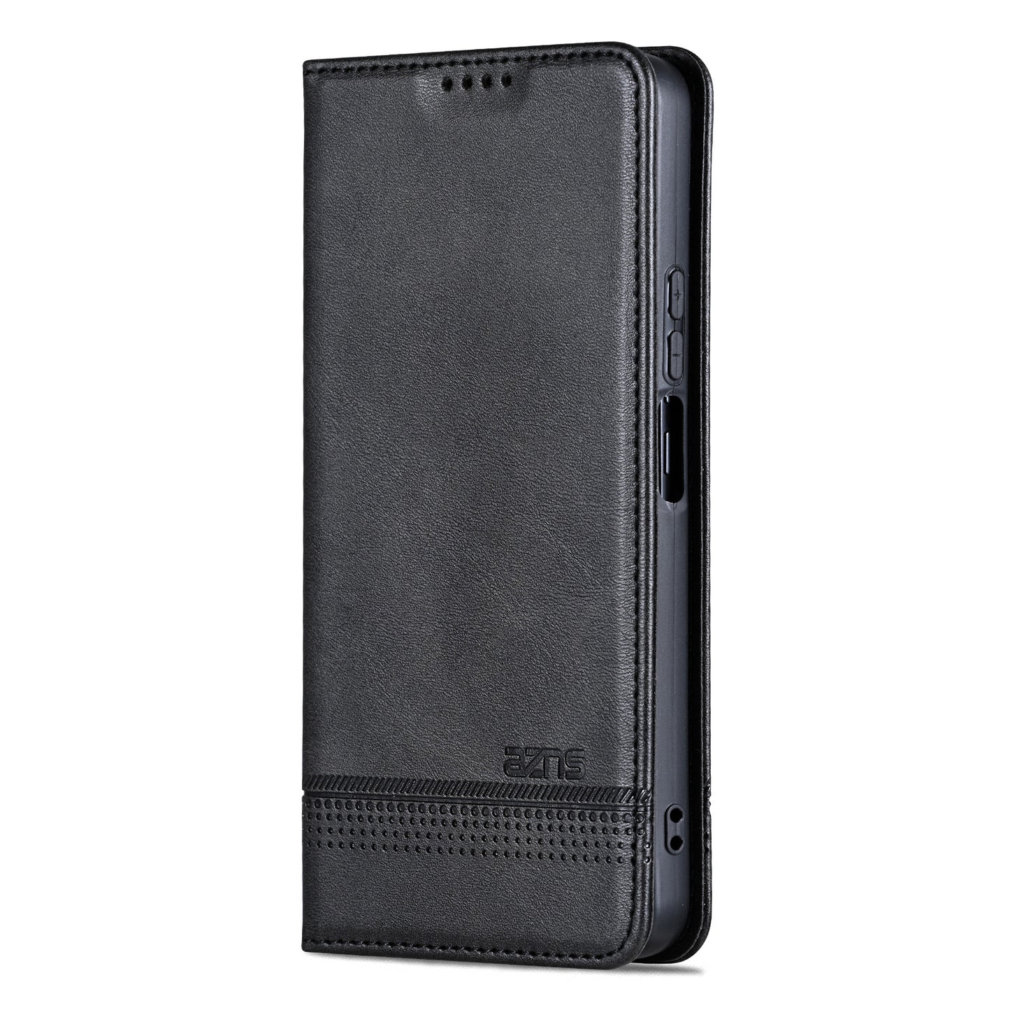 AZNS For Samsung Galaxy A06 Case Cowhide Texture PU Leather Wallet Phone Cover - Black