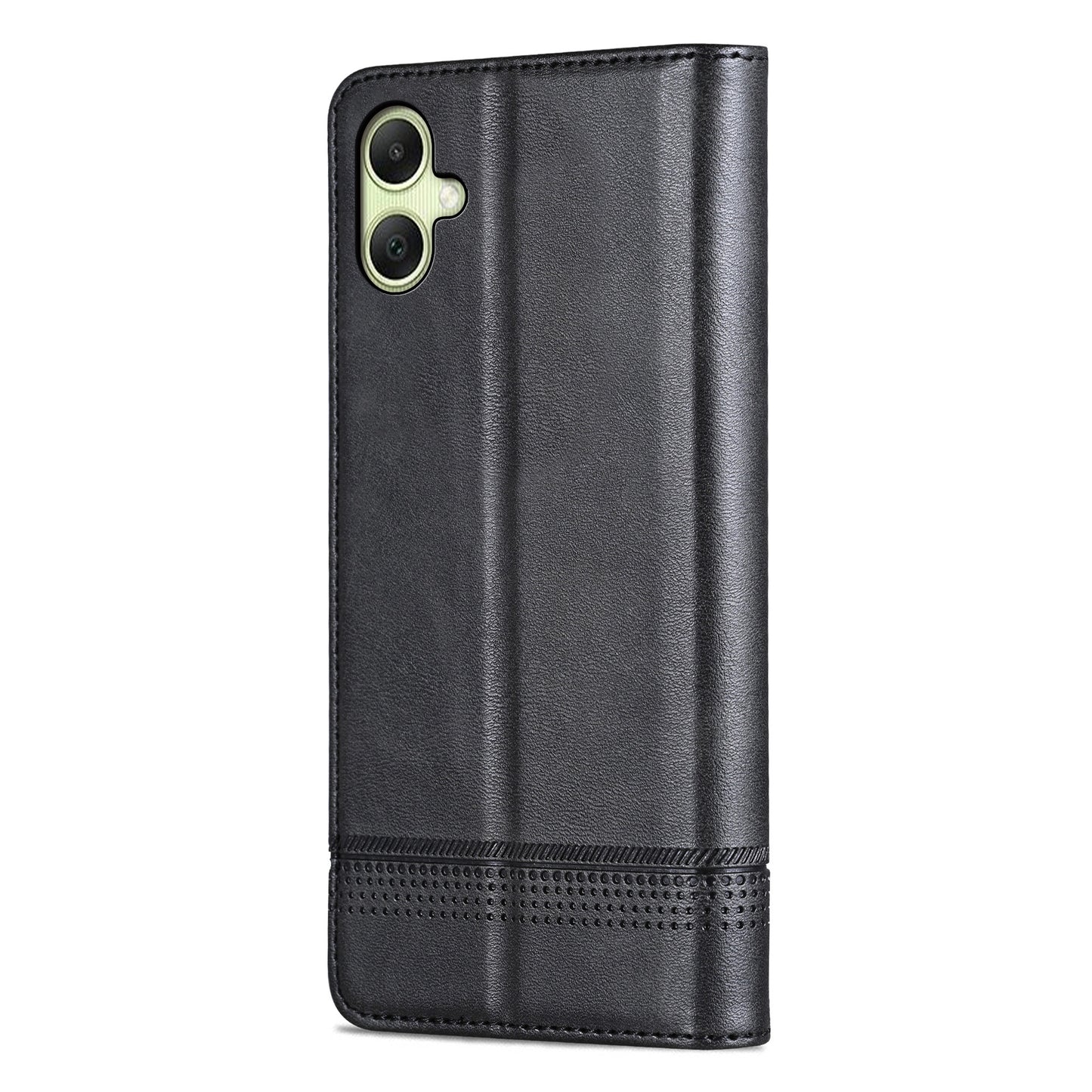 AZNS For Samsung Galaxy A06 Case Cowhide Texture PU Leather Wallet Phone Cover - Black