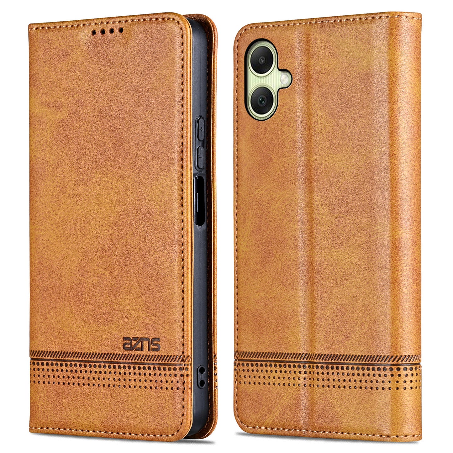 AZNS For Samsung Galaxy A06 Case Cowhide Texture PU Leather Wallet Phone Cover - Brown