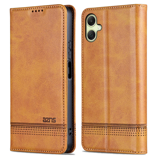 AZNS For Samsung Galaxy A06 Case Cowhide Texture PU Leather Wallet Phone Cover - Brown