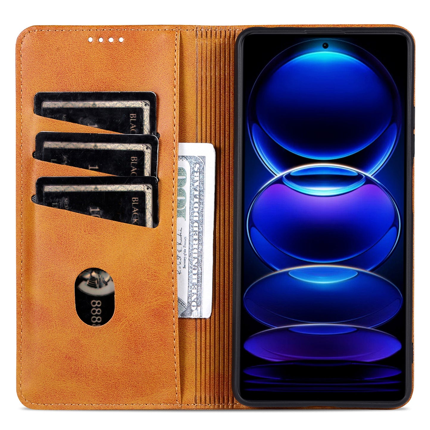AZNS For Samsung Galaxy A06 Case Cowhide Texture PU Leather Wallet Phone Cover - Brown