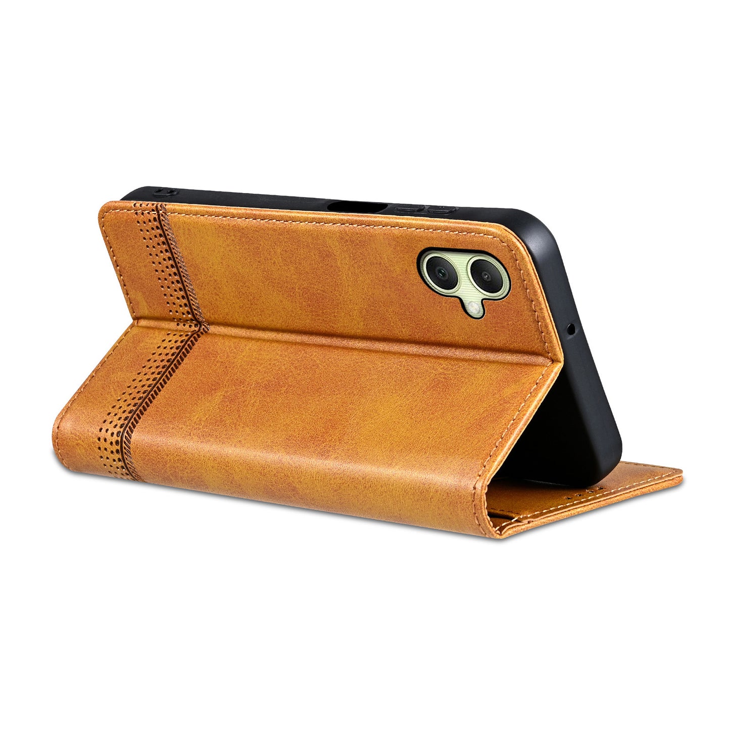 AZNS For Samsung Galaxy A06 Case Cowhide Texture PU Leather Wallet Phone Cover - Brown
