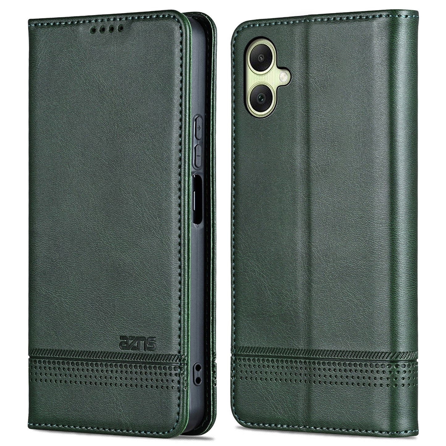 AZNS For Samsung Galaxy A06 Case Cowhide Texture PU Leather Wallet Phone Cover - Green