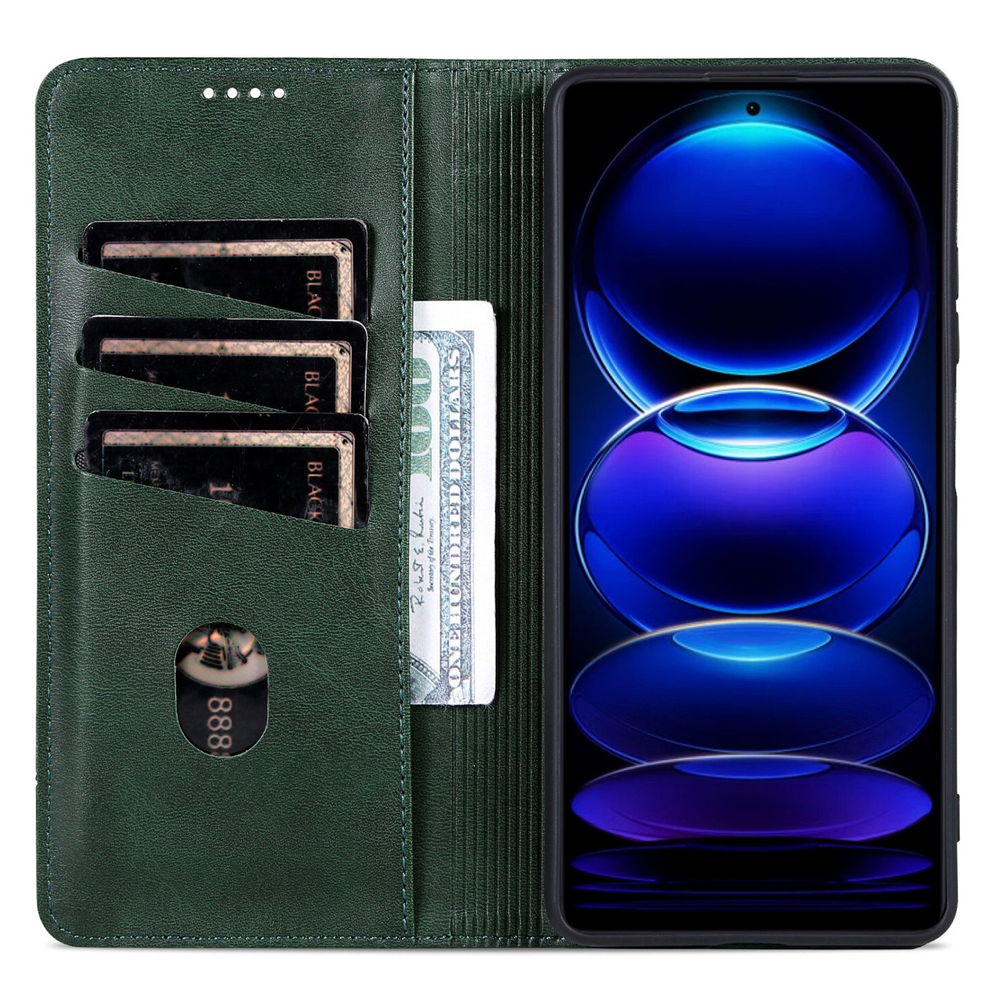 AZNS For Samsung Galaxy A06 Case Cowhide Texture PU Leather Wallet Phone Cover - Green
