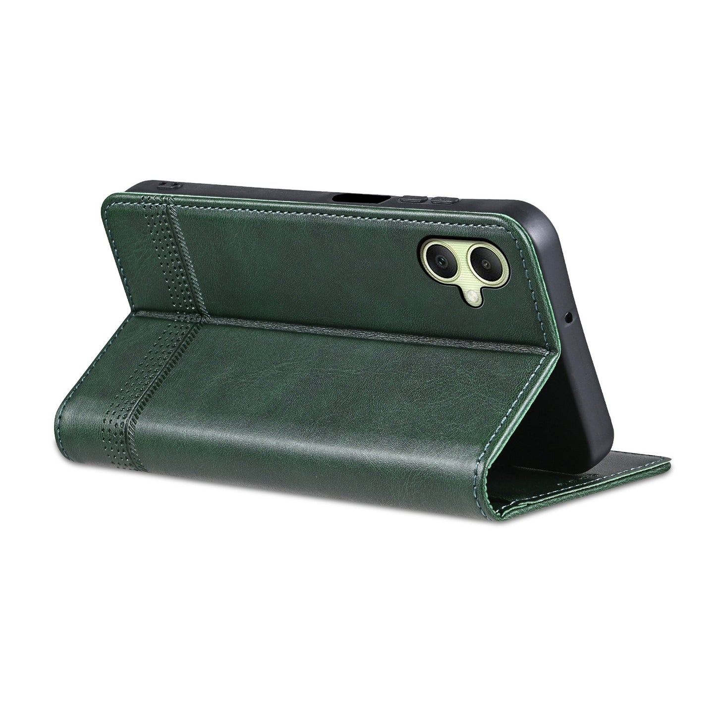 AZNS For Samsung Galaxy A06 Case Cowhide Texture PU Leather Wallet Phone Cover - Green