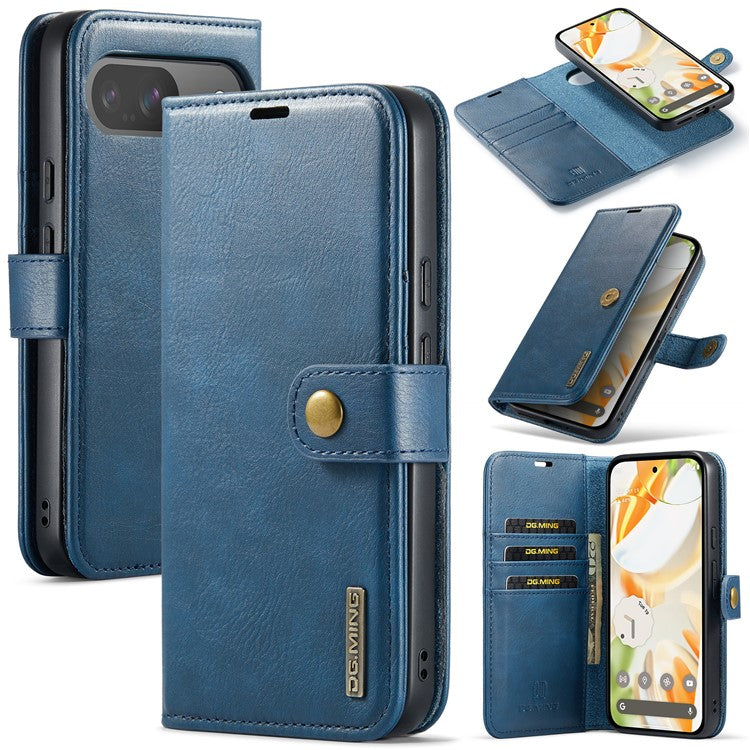 DG.MING for Google Pixel 9 / 9 Pro Case Detachable Split Leather Phone Cover - Blue