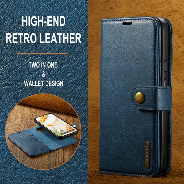 DG.MING for Google Pixel 9 / 9 Pro Case Detachable Split Leather Phone Cover - Blue
