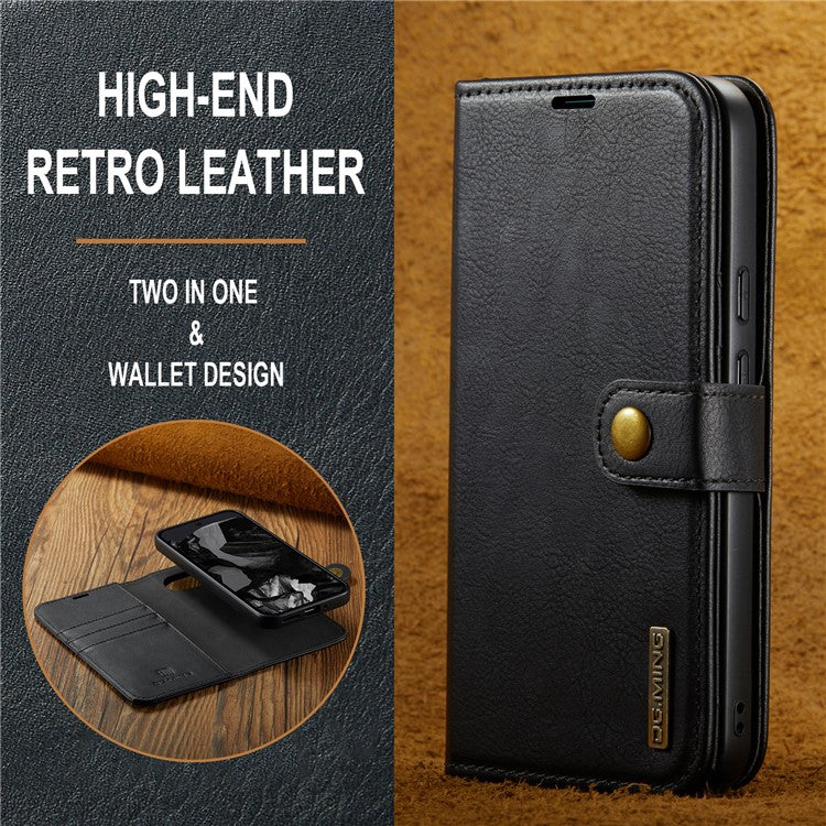 DG.MING for Google Pixel 9 Pro XL Case Detachable Split Leather Phone Cover - Black