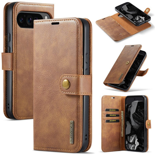 DG.MING for Google Pixel 9 Pro XL Case Detachable Split Leather Phone Cover - Brown