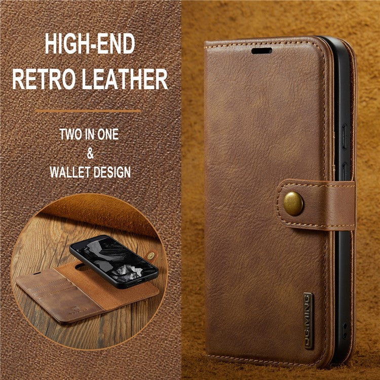 DG.MING for Google Pixel 9 Pro XL Case Detachable Split Leather Phone Cover - Brown