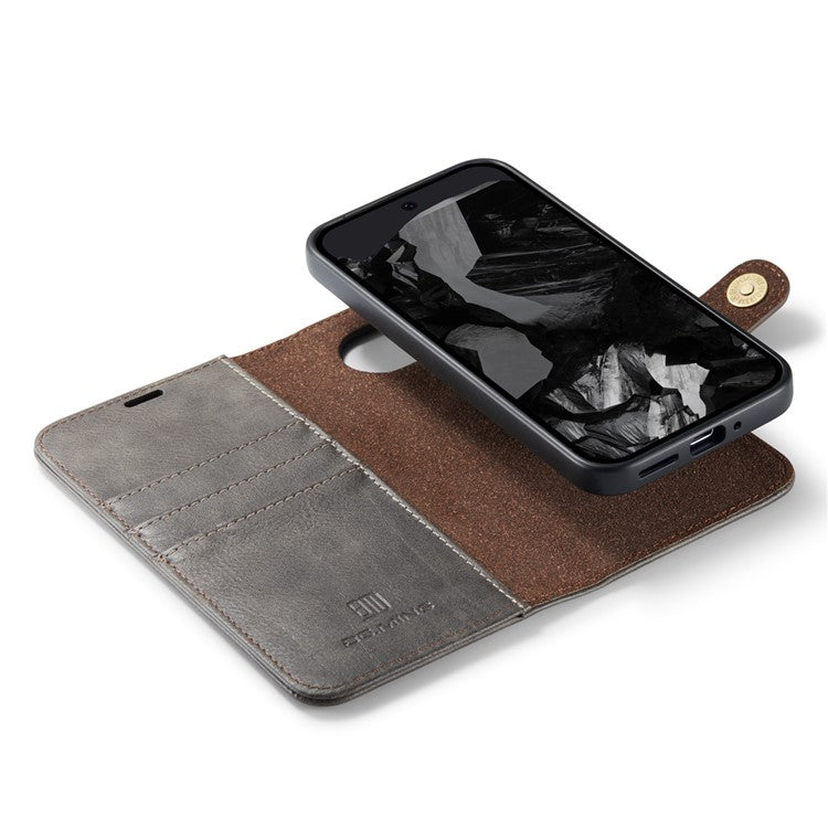 DG.MING for Google Pixel 9 Pro XL Case Detachable Split Leather Phone Cover - Grey