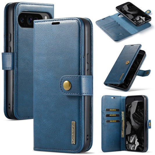 DG.MING for Google Pixel 9 Pro XL Case Detachable Split Leather Phone Cover - Blue