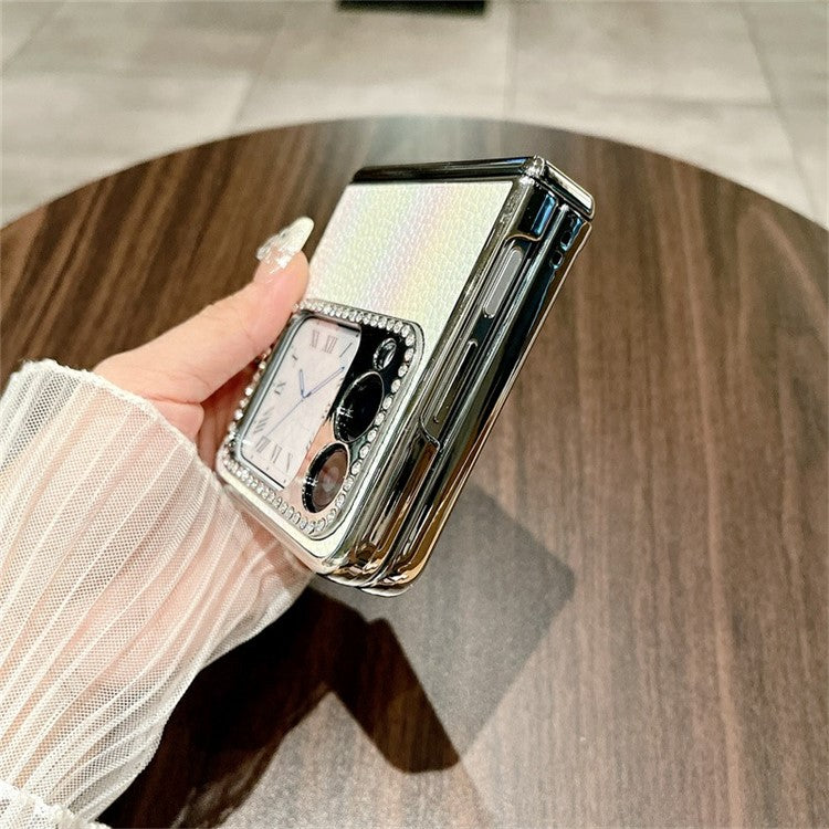 For Huawei nova Flip 5G Case Hinge Protection Leather+PC Rhinestone Phone Cover