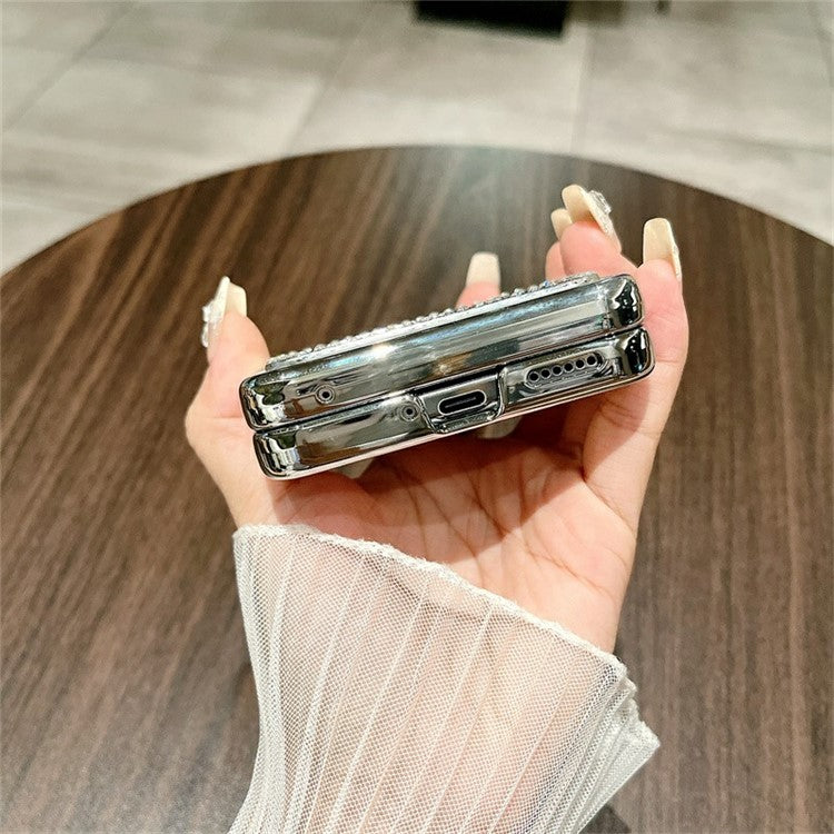 For Huawei nova Flip 5G Case Hinge Protection Leather+PC Rhinestone Phone Cover