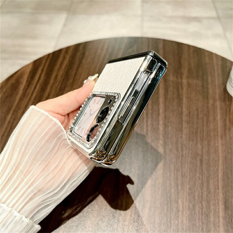 For Huawei nova Flip 5G Case Fish Scale Texture PU Leather+PC Rhinestone Phone Cover - White