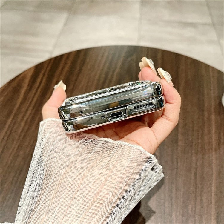 For Huawei nova Flip 5G Case Fish Scale Texture PU Leather+PC Rhinestone Phone Cover - White