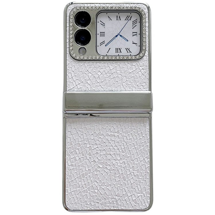 For Huawei nova Flip 5G Case Fish Scale Texture PU Leather+PC Rhinestone Phone Cover - White