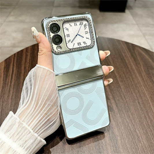 For Huawei nova Flip 5G Case Letter Print PU Leather+PC Rhinestone Phone Cover - Green