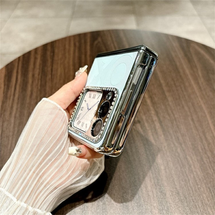 For Huawei nova Flip 5G Case Letter Print PU Leather+PC Rhinestone Phone Cover - Black