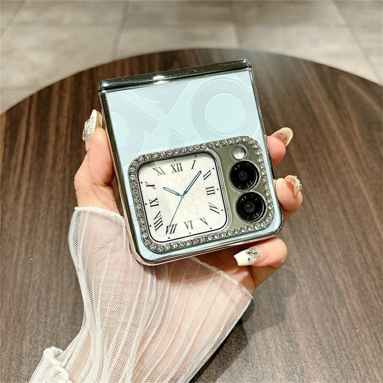 For Huawei nova Flip 5G Case Letter Print PU Leather+PC Rhinestone Phone Cover - Purple