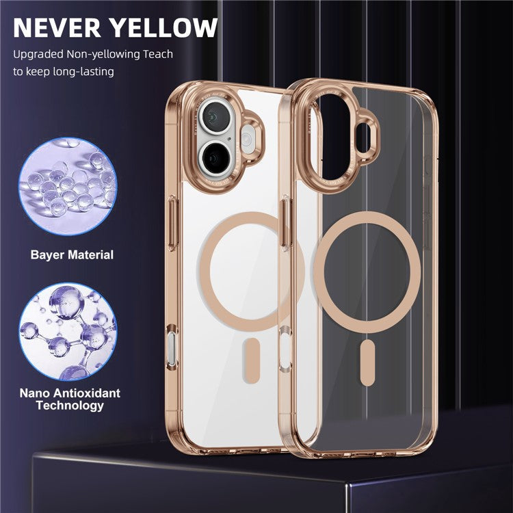 For iPhone 16 Case Compatible with MagSafe TPU+PC Transparent Phone Cover - Gold