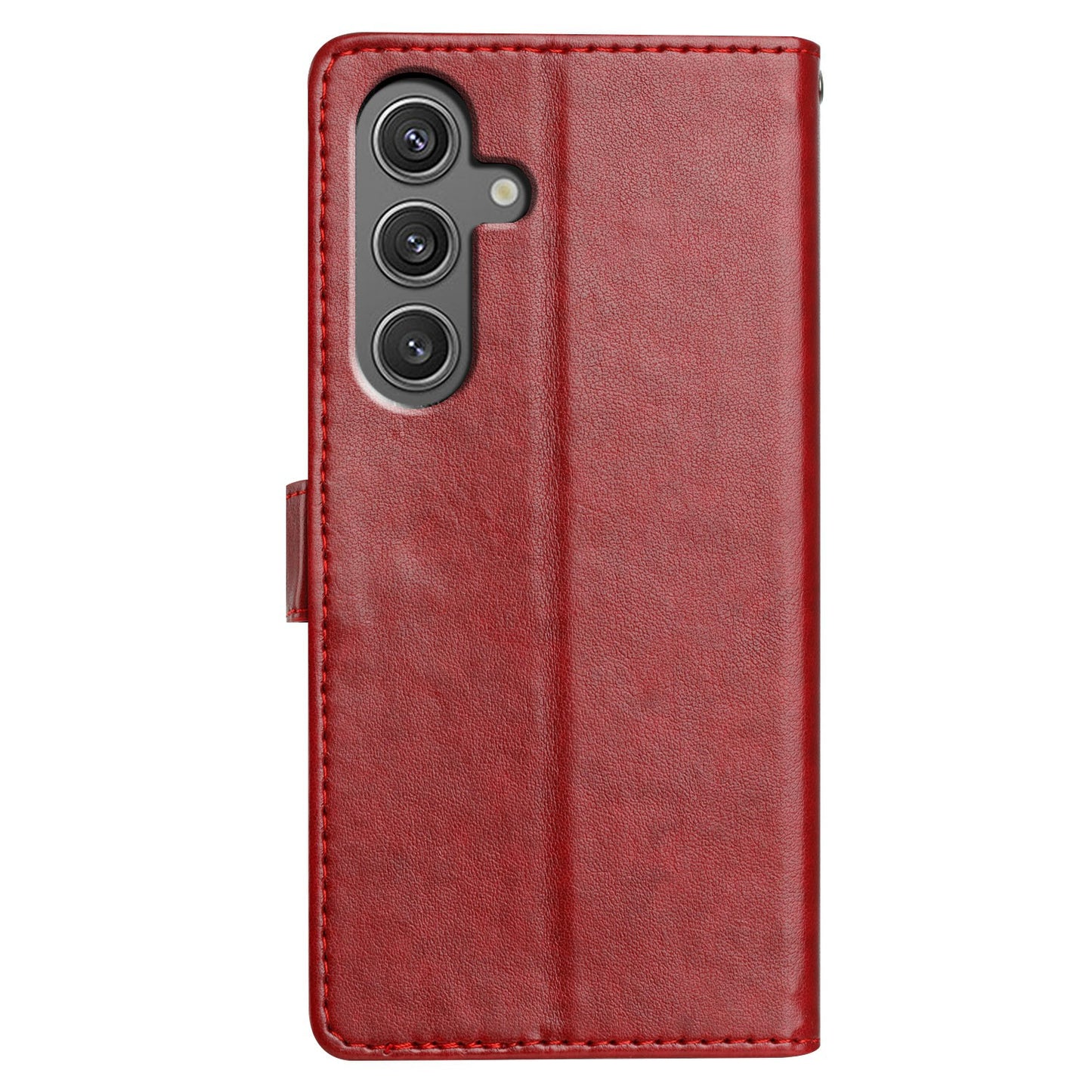 For Samsung Galaxy A16 5G / A16 4G Leather Phone Case Wallet Stand Cover with Handy Strap - Red