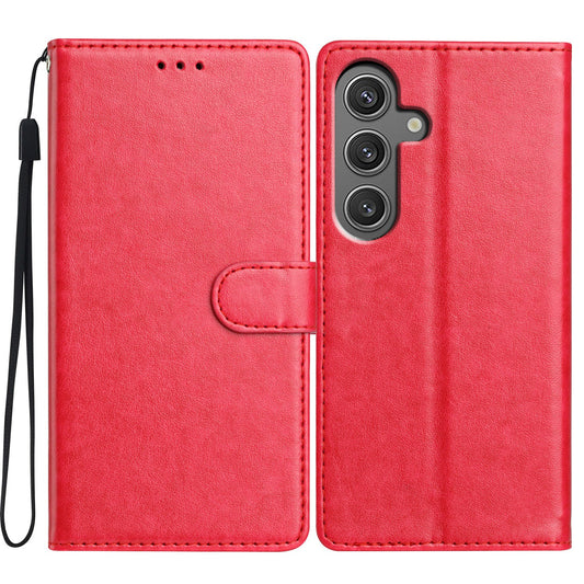 For Samsung Galaxy A16 5G / A16 4G Leather Phone Case Wallet Stand Cover with Handy Strap - Rose