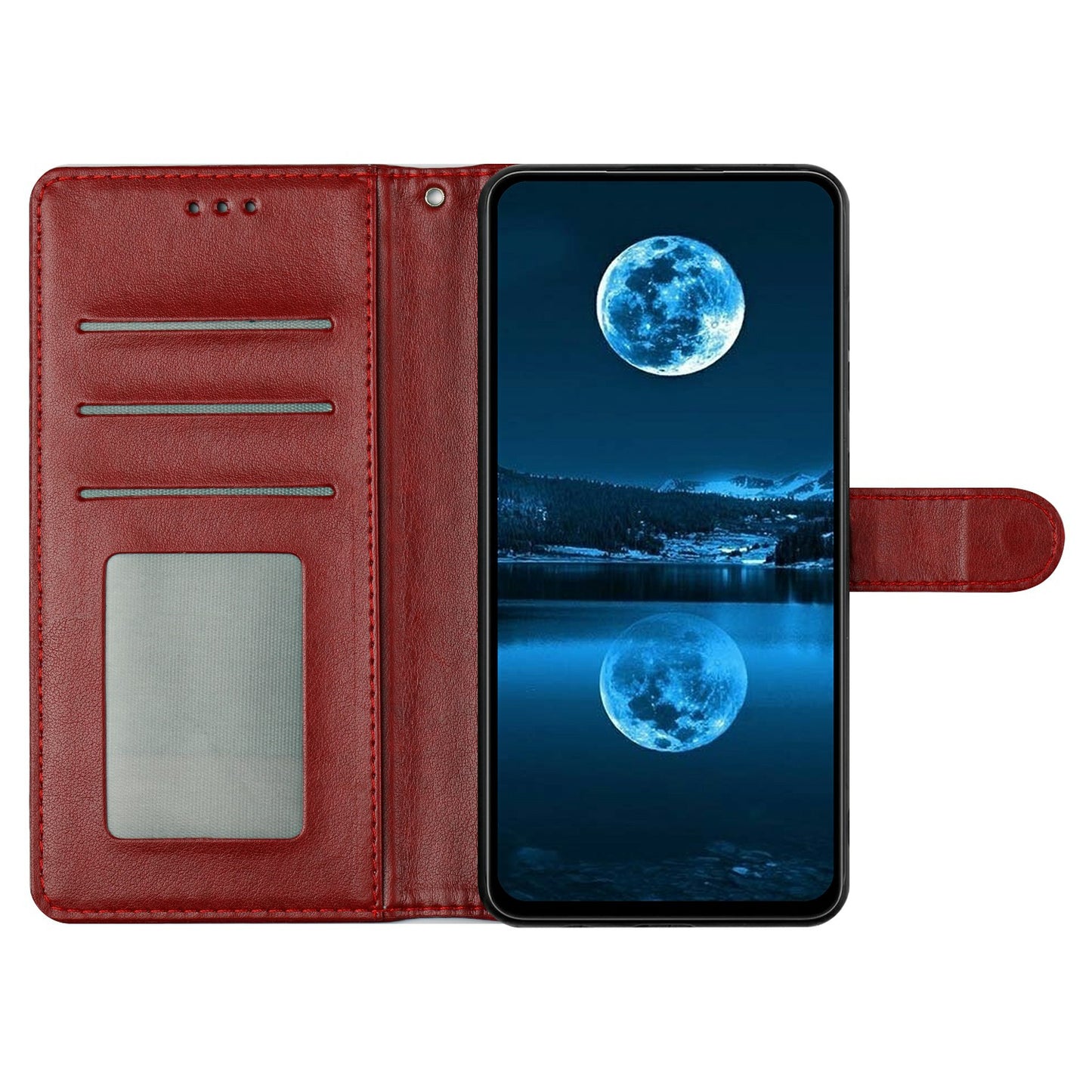 For Samsung Galaxy A06 Leather Phone Case Wallet Stand Cover with Handy Strap - Red