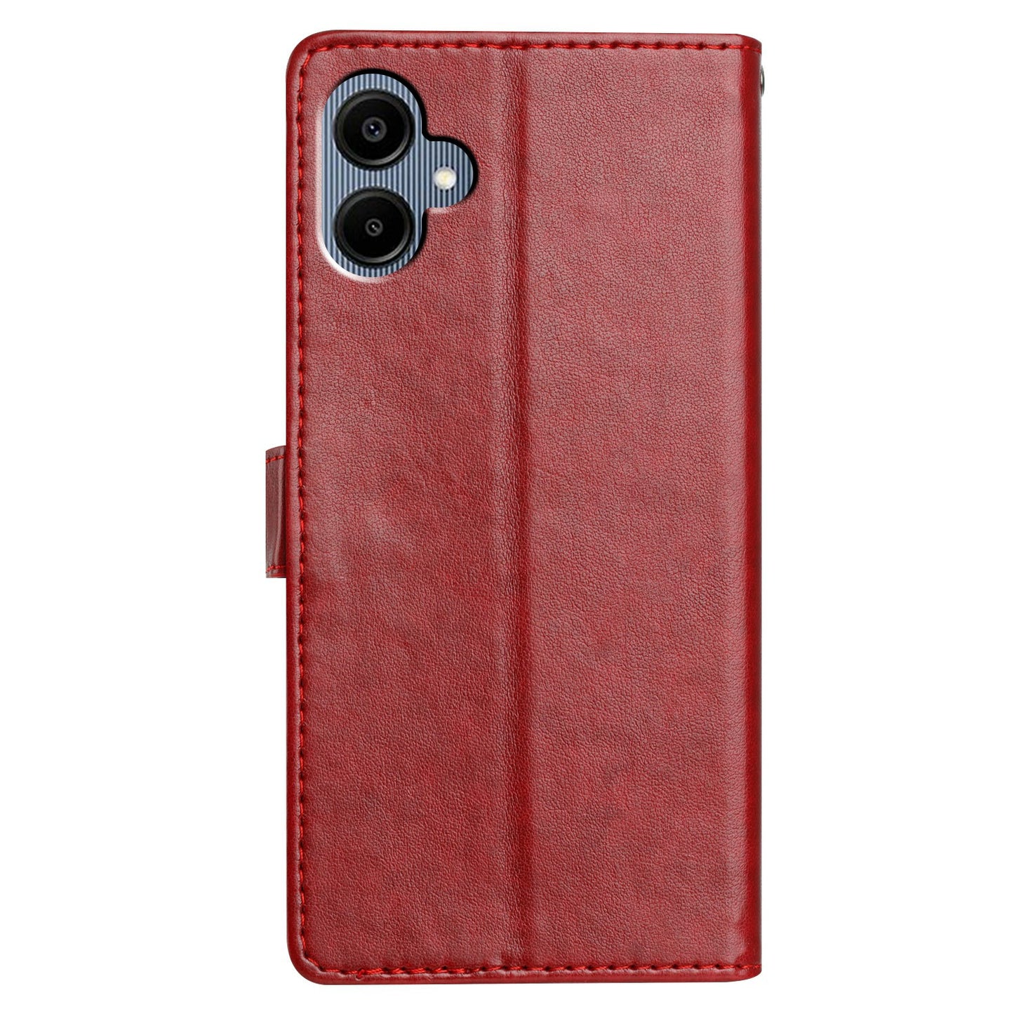 For Samsung Galaxy A06 Leather Phone Case Wallet Stand Cover with Handy Strap - Red