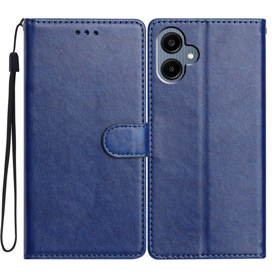 For Samsung Galaxy A06 Leather Phone Case Wallet Stand Cover with Handy Strap - Blue