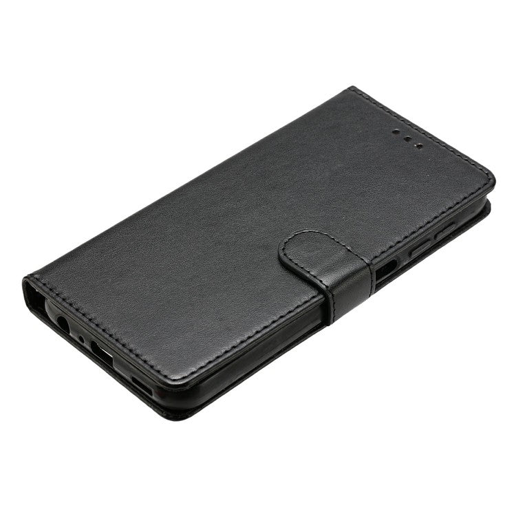 For Samsung Galaxy S24+ Leather Phone Case Wallet Stand Cover with Handy Strap - Black